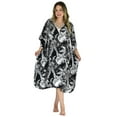 thumbnail image 2 of Up2date Fashion's Women's Short Caftan / Kaftan / Muumuu / Mumu, Midnight Leaves Print, 2 of 2