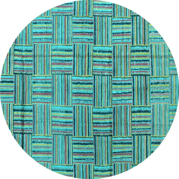 Ahgly Company Indoor Round Abstract Light Blue Modern Area Rugs, 8' Round