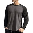 thumbnail image 2 of pstuiky camisas de manga larga para hombre, Suéter informal de moda para hombre, color liso, manga larga y cuello redondo. camisetas de hombre l, 2 of 5