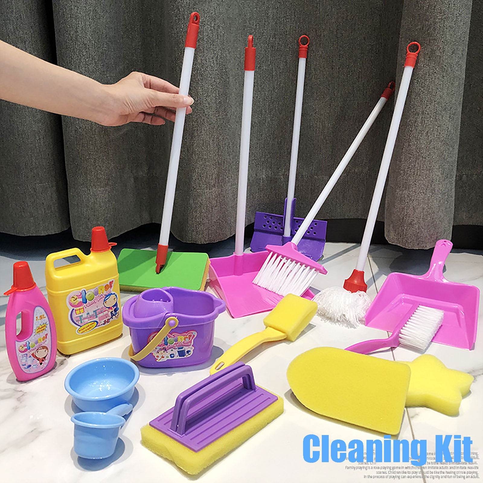 JINCHANG Kids Cleaning Set For Toddlers 16 Piece Mini Toddler Broom And