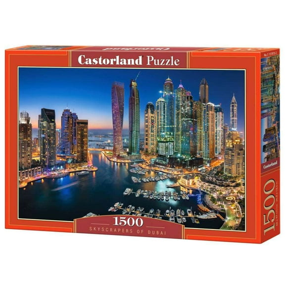 1500 Piece Jigsaw Puzzle, Skyscrapers of Dubai, Citi lights, Emirates, Adult Puzzles, Castorland C-151813-2