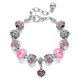 thumbnail image 1 of Pulsera con dije de corazón de cristal rosa con cadena plateada y extensor de 7,5"+1,5", 1 of 5