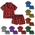 thumbnail image 4 of ZACPNCV Toddler Boys Summer Outfits Short Sleeve Plaid Print T-Shirts Elastic Waist Shorts 2Pcs Baby Boys Green 1-2 Years, 4 of 4