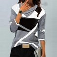 thumbnail image 5 of WEAIXIMIUNG T-Shirts Graphiques Femmes Chats Ou Chiens Femmes Mode Décontractée Col Rond Géométrique à Blocs de Couleur Imprimé Rétréci Col en V Manches Longues T-Shirt à Manches Longues, 5 of 5