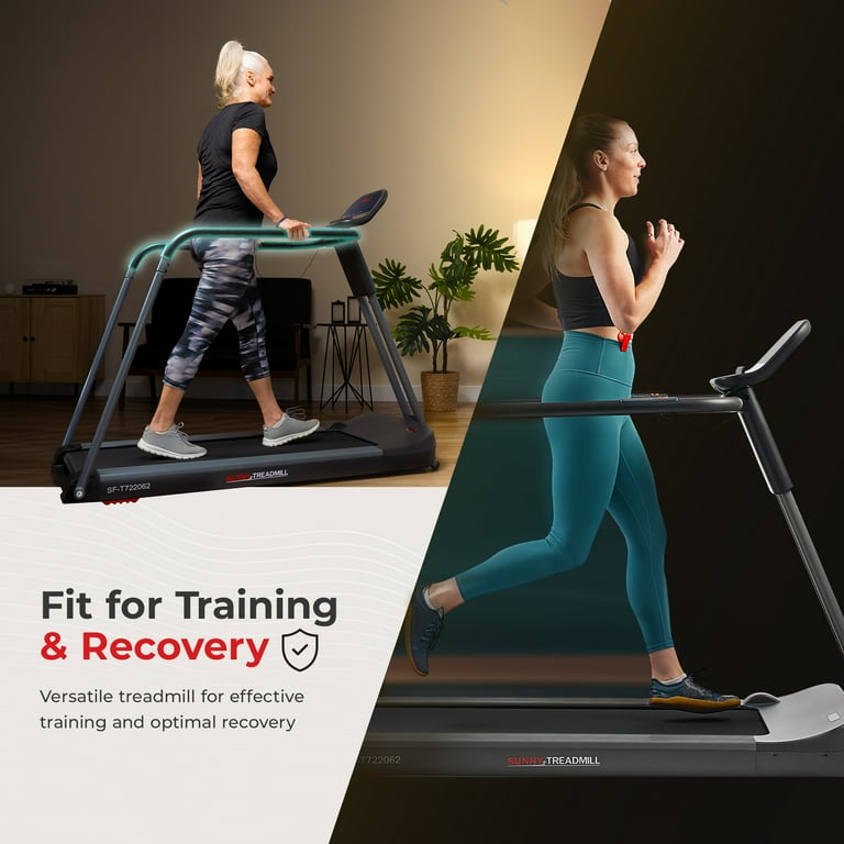 Sunny Health Fitness Treadmill SF T722062 Cardio Low Impact Wide Deck Safety Rails SunnyFit App Walmart