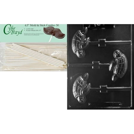 - Cybrtrayd 45St50-A141 Sea Turtle Lolly Animal Chocolate Candy Mold with 50 4.5-Inch Lollipop Sticks