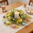 thumbnail image 2 of AURIGATE Easter Floral Candle Ring,11.8in Artificial Spring Wreath with Pink Flowers & Eggs, Table Centerpiece for Easter, Mantel & Home Decor, 2 of 6