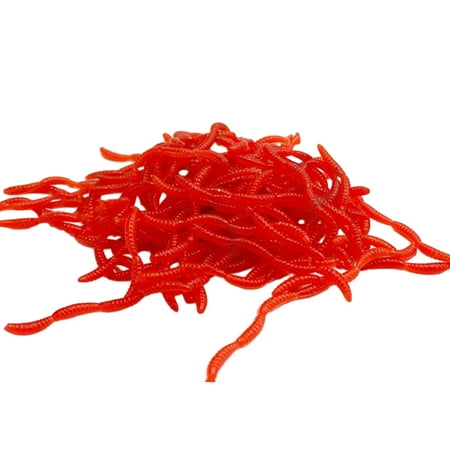 ShYlai 100pcs Wacky Stick Fishing Lures Lifelike Earthworm Carp Bass Fishing Lures Fishy Smell 5cm/1.97in Artificial Fishing Lure Fishing Accessories