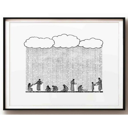 Rain Down Manna, Bread From Heaven, God Provides Bible Sketch Wall Art Christian Modern Bible Print Gift, Exodus Wall Art, Modern Wall Decor, 8x12 UNFRAMED