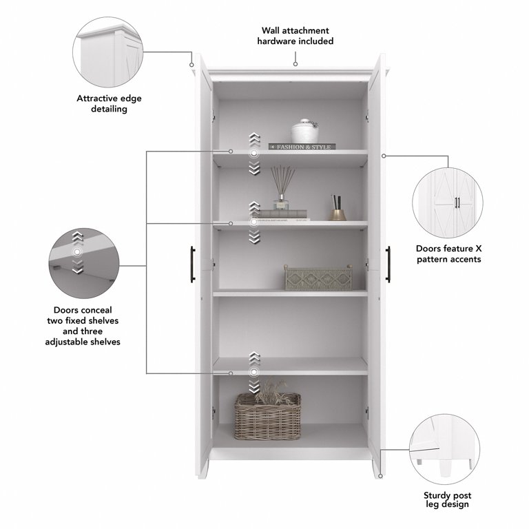 Bush Furniture Key West Small Bathroom Storage Cabinet in Washed Gray