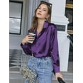 thumbnail image 4 of Zeagoo Women's Silk Button Down Shirts Long Sleeve Stain Blouses Dressy Casual Busines Spring Fall Top, 4 of 7