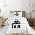 thumbnail image 3 of Ambesonne Live Laugh Love Quilted Bedspread Set 2 Pcs, Positive Life Text, Twin Size, Black and White, 3 of 6