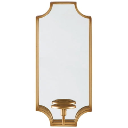 Signature Design by Ashley Dumi Glam 20" Mirrored Wall Sconce, Fits 1 Pillar Candle, Gold