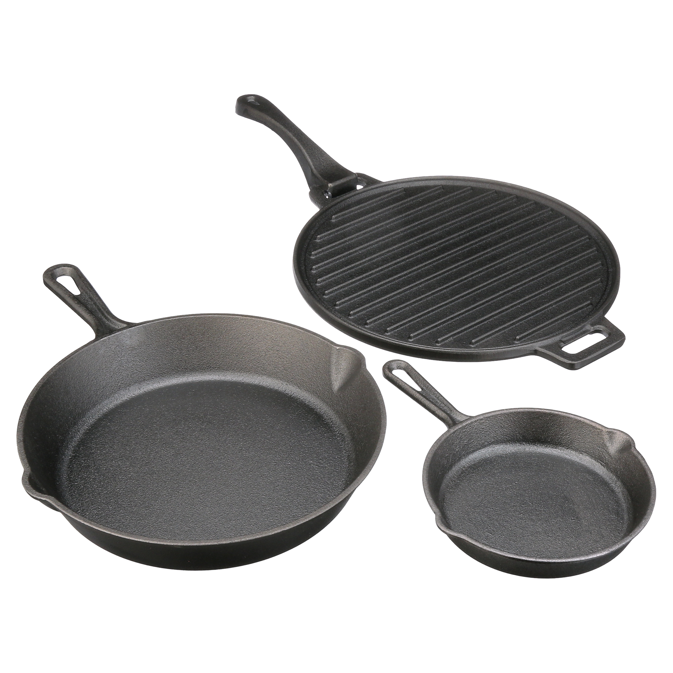 Ozark Trail 4-Piece Pre-Seasoned Cast Iron Skillet and Griddle Set