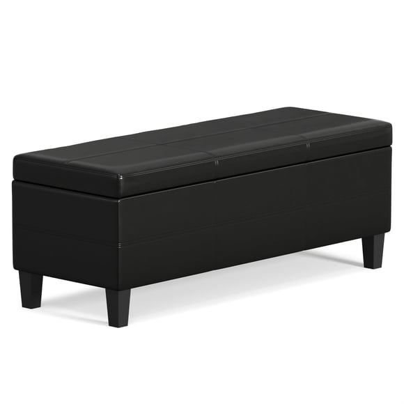 Afton 48" WD Rectangle Storage Ottoman Bench in Midnight Black Vegan Leather