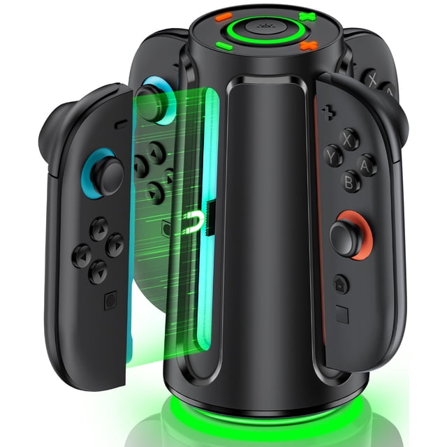 Station de Charge Compatible avec Nintendo Switch pour Joy Con & Modèle OLED Contrôleur avec Réverbère Indication LED Chargeur Support Station avec Câble de Charge dans Nintendo 3DS & 2DS Skins