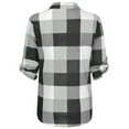 thumbnail image 4 of TIHLMK Womens Blouses Women Casual Cotton Long Sleeve Plaid Shirt Women's Slim Jacket Shirt Top White, 4 of 6