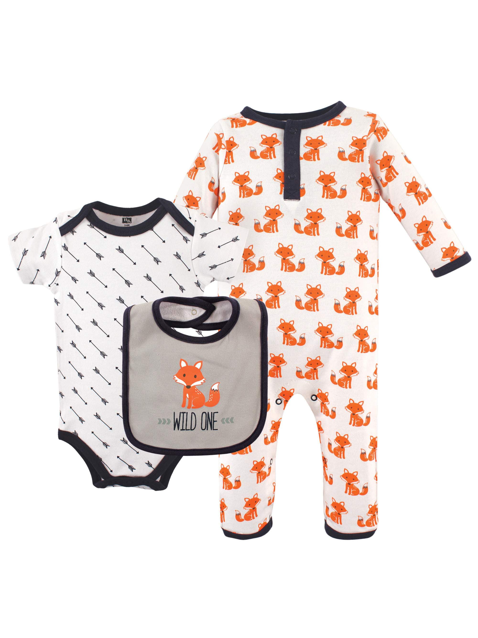Hudson Baby Hudson Baby Boy Coverall, Bodysuit and Bib 3pc Set