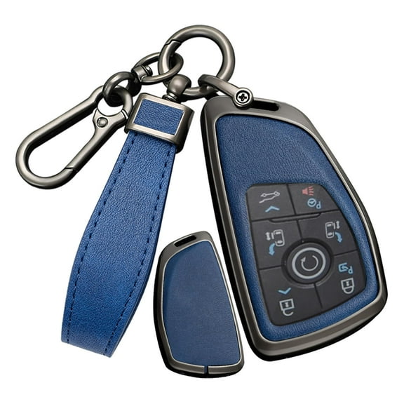 PU Leather 3/4/5/6 Button Smart Key Fob Cover - Fit for Buick Envision Avenir, Chevy Suburban Tahoe, GMC Yukon Denali Sierra Silverado - Keyless with Keychain