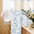 thumbnail image 3 of No Hook Shower Curtain, Light Blue Flower Shower Curtains for Bathroom with See Through Top Window, Vintage Farmhouse Boho Leaf Spring Waterproof & Washable Bath Curtain 66"x72", 3 of 9