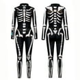 thumbnail image 4 of CONFREE Halloween Skeleton Bodysuit Gothic Dress Up Slim Fit Print Full Body Jumpsuit For Women Men, 4 of 4