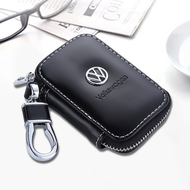 Negro Llave Del Coche Caso De Cuero De La PU Protector Bolsa Logotipo Cremallera Titular Para Honda BMW Audi Nissan Jaguar VW Mercedes-Benz Land Rover Ford Opel KIA