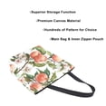thumbnail image 3 of Open Top Canvas Tote Bag with Zipper Reusable Shopping Bag 13.5x15" Roomy Carryall Peach Fruit Pattern, 3 of 9
