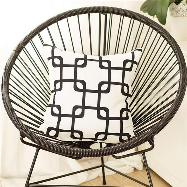 HomeRoots 399385 Black & White Grid Geometric Throw Pillow, Multi Color