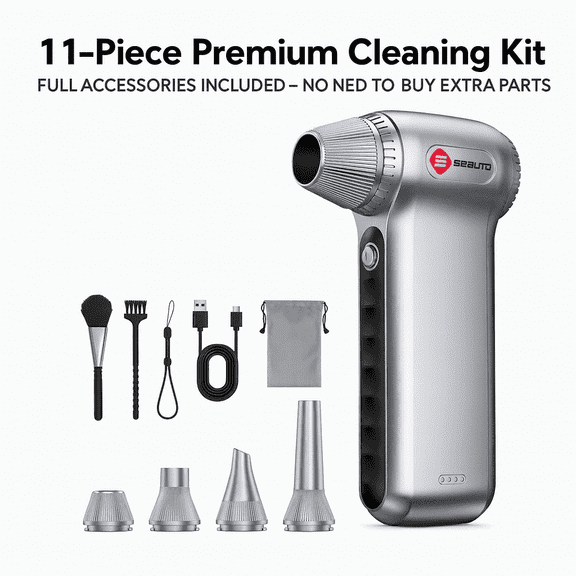 Cordless Air Duster, 130000RPM Electric Compressed Air Duster, Mini Blower with 3-Speed, 4000mAh Battery, USB-C Fast Charging for Car, Computer, Home & Snow Cleaning，Silver