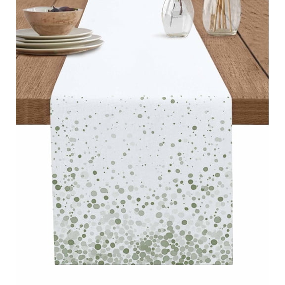 Hokiten Table Runners 90 Inches Long Dress Scarves, Sage Green Polka Dot Farmhouse Coffee/Dining/Kitchen Table Runner for Living Room, Abstract Modern Art Dots Watercolor 13x90 Inch