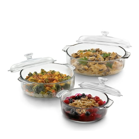 - Libbey Baker's Basics 3-Piece Glass Casserole Baking Dish Set with Glass Covers