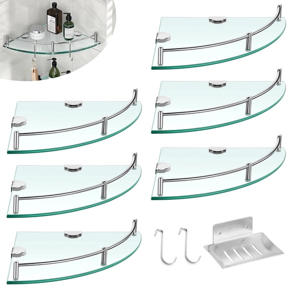 KACOTA Repisas para Baño, Esquinero para Baño Regadera, Organizador de baño de 7 Piezas, Repisas para Flotantes, con 1 Jabonera y 2 Ganchos, Adecuado para Ba&ntild