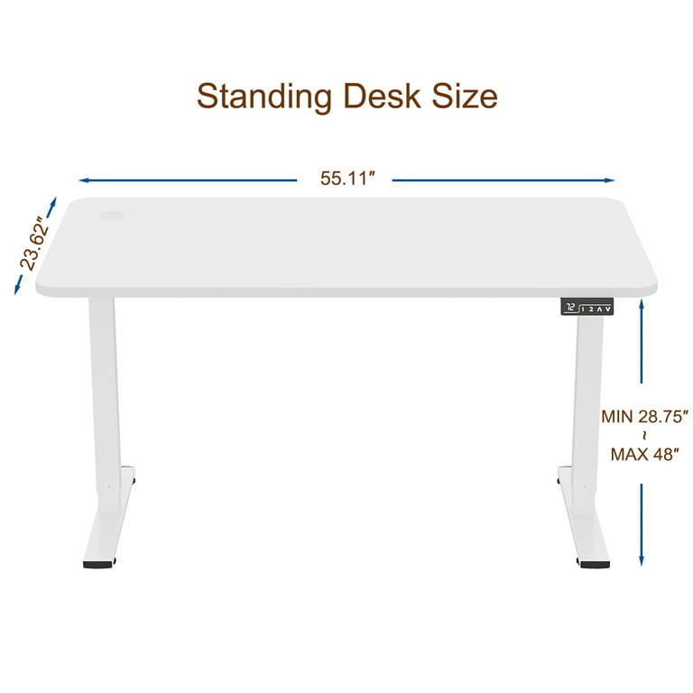 Furmax Electric Height Adjustable Standing Desk Large 55 x 24 Inches Sit  Stand Up Desk Home Office Computer Desk Memory Preset with T-Shaped Metal
