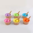 thumbnail image 3 of Plastic Ice Cream Frozen Yogurt Cup with Spoon Dessert Bowl Ice Cream Bowl Spoon Set Random Color, 3 of 6