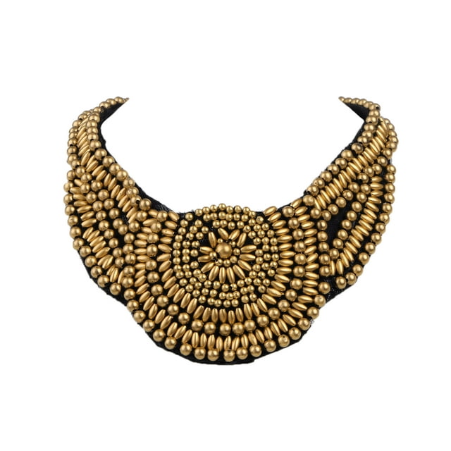 Tribal and Ethnic Inspired Chunky Aztec Sun Golden Beads Statement Necklace