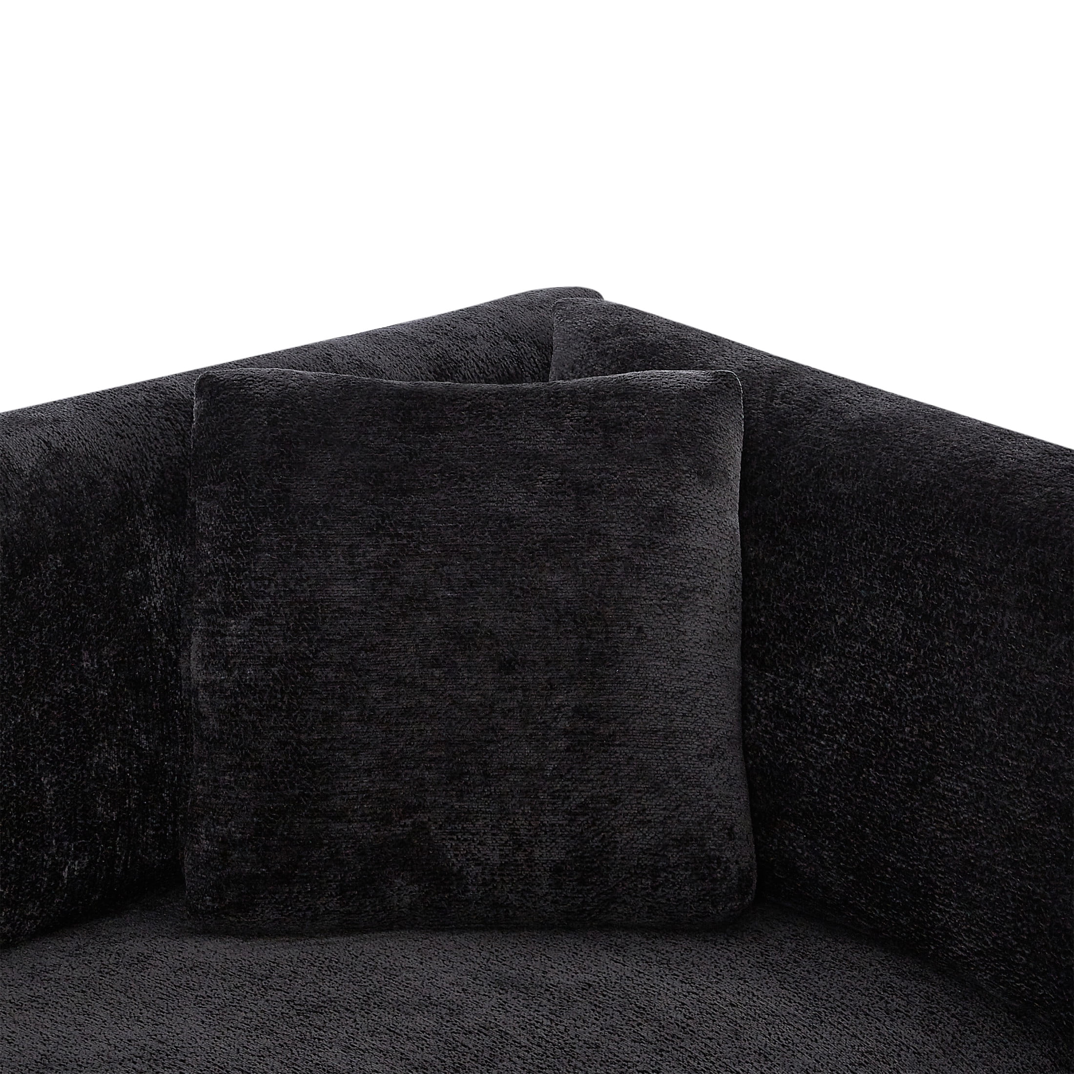 Christopher Knight Home 83.5" Modern 3-Seater Sofa with Flared Arms and Pillows, Chenille Upholstery, Black