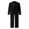 thumbnail image 4 of CNKOO Women 2pcs Pajamas Suit Solid Turn-Down Collar Button-Down Long Sleeve Tops Long Pants Clothes Black M, 4 of 8