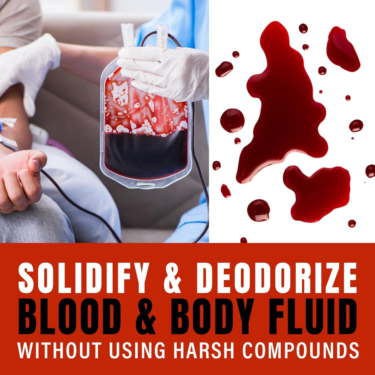 SMELLEZE Blood & Body Fluid Clean Up Super Absorbent, Solidifier & Deodorizer: 2 lb. Granules