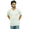 thumbnail image 1 of Atasi Men's Casual Short Kurta Indian Tunic V-Neck Cotton Top-Small, 1 of 9