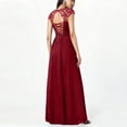 thumbnail image 5 of Qiopertar Women's Formal Evening Dress Elegant Lace V-Neck Long Sleeveless Maxi Dress with Slit Cocktail Party Wedding Guest Gown, Red S, 5 of 6