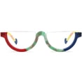 thumbnail image 3 of HEPIDEM Matte Multicolor Acetate Glasses Frame Women,Semi Rimless Half Round Optical Eyeglasses (9361 Red Blue C3), 3 of 8