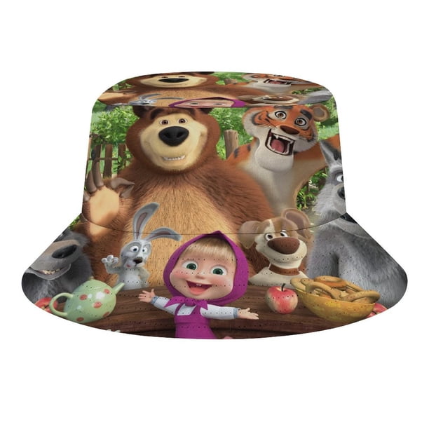 Masha y el Oso Sombrero bucket para adultos, gorra de protección solar, sombrero de pescador plegable para viajes al aire libre, pesca y actividades de verano