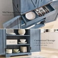 thumbnail image 4 of ACCOHOHO 72" Tall Kitchen Pantry, Farmhouse Storage Cabinet with Barn Doors, Drawer and Adjustable Shelves, Rustic Wood Cupboard for Kitchen, Dining Room, Bathroom, Rustic Blue, 4 of 7