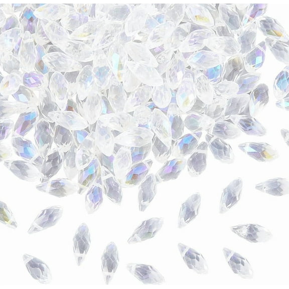1 Box 200Pcs 6x12mm Clear Teardrop Bead Suncatcher Glass Beads Bulk AB Transparent Tear Drop Chandelier Top Drilled Loose Spacer