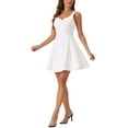 thumbnail image 4 of INSPIRE CHIC Women's Party Sleeveless Sweetheart Neck Fit and Fla Swing Cocktail Dress L White, 4 of 6