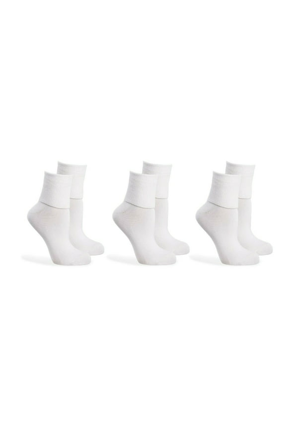 Womens Organic Cotton Seamless Turn Cuff Ankle Socks 3 Pair Pack