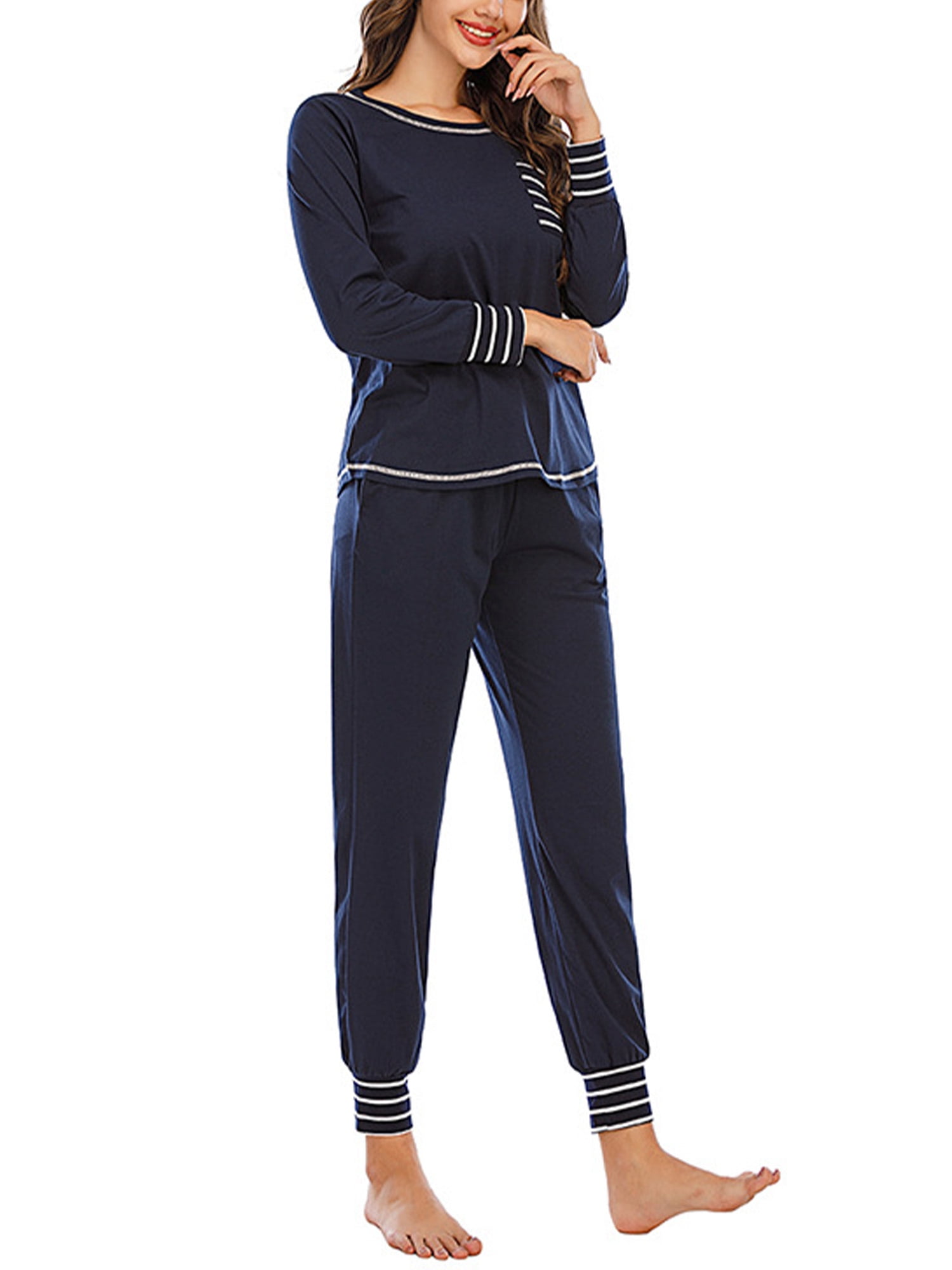 Details about   Womens One Piece Navy Sleepwear Romper Pajama Comfortable Soft Longsleeve
