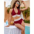 thumbnail image 1 of 2025 Bikini Taille Haute Fendu pour Femmes avec Coussin de Poitrine et Bretelles Réglables, 1 of 5