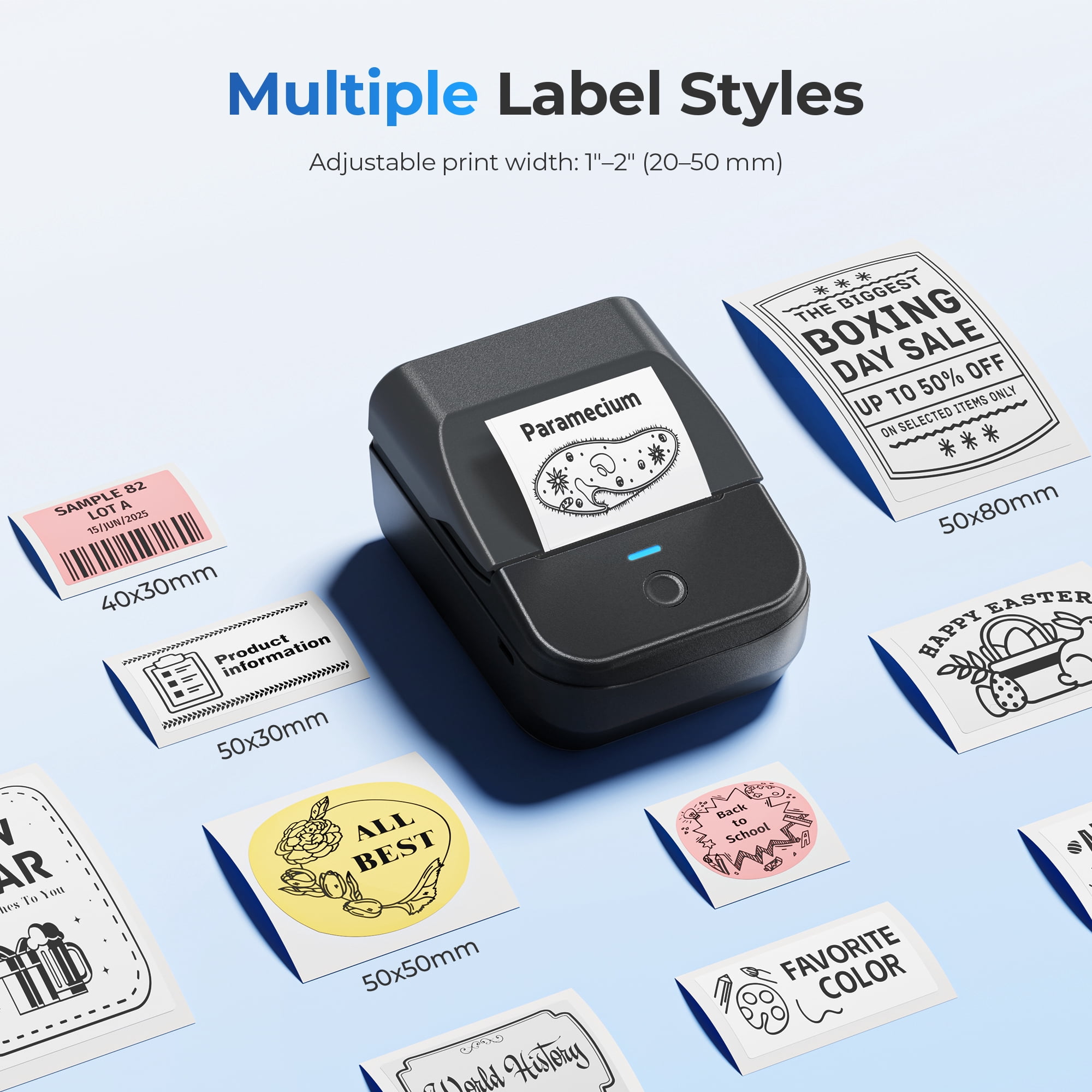 PM240 Label Maker Machine with 3 Tapes, 2" Portable Thermal Label Printer for Phone & PC, Bluetooth Label Maker with Multiple Templates for Small Business, Office, Home, School, Set 2