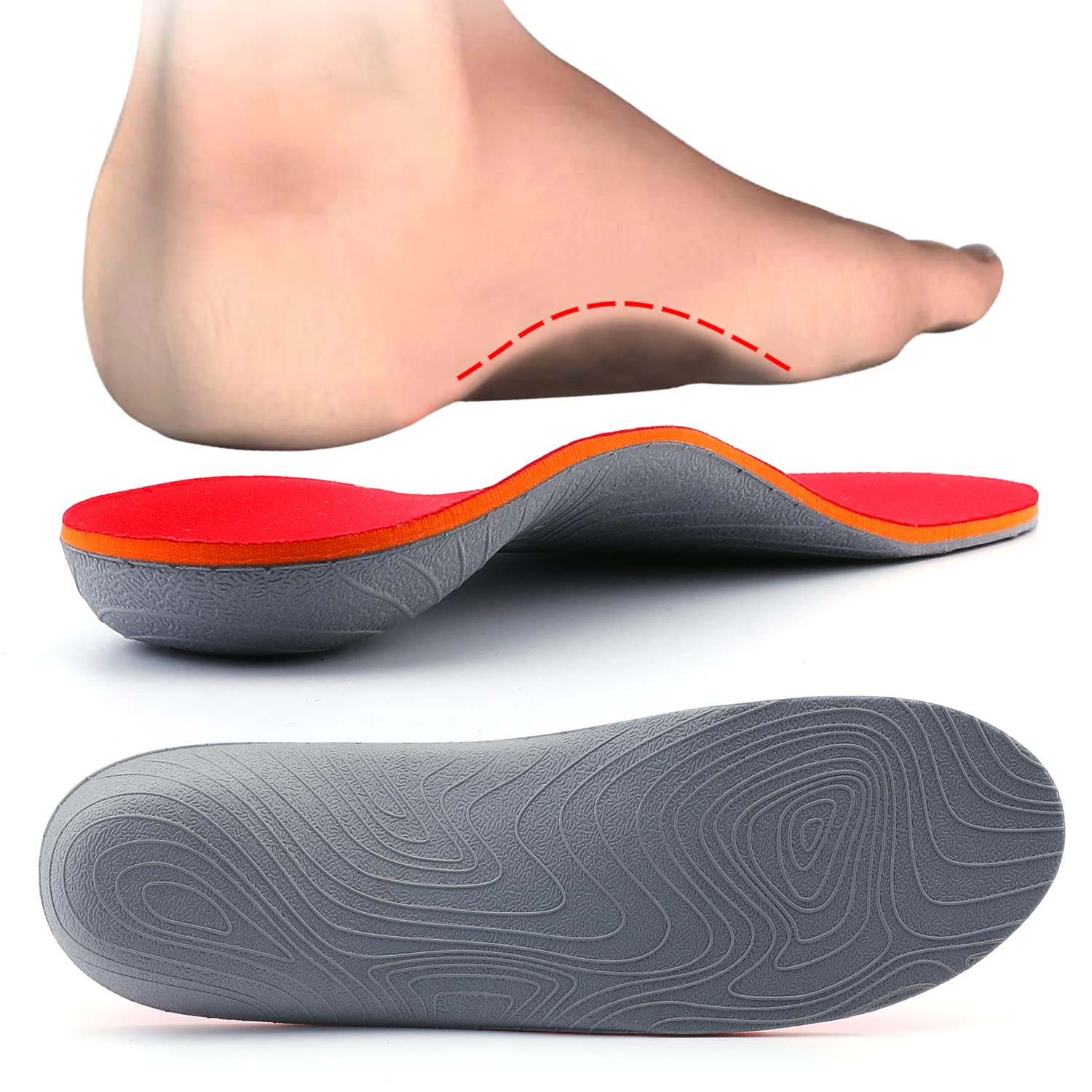 Walkomfy Heavy Duty Support Pain Relief Orthotics 210+ lbs Plantar